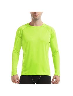 HISKYWIN Men's Long Sleeve Shirts Lightweight UPF 50+ Sun Protection SPF Outdoor T-Shirts Fishing Hiking Running Tee Tops