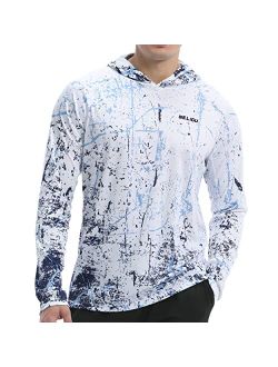 Weligu Men's UPF 50+ Sun Protection Hoodie Shirt Long Sleeve SPF Fishing Outdoor UV Hiking Shirts Lightweight
