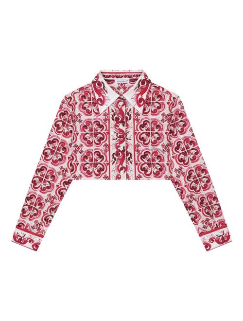 Dolce & Gabbana Kids Majolica-print cropped shirt