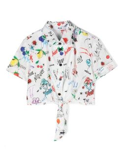 Kids graphic-print cropped blouse