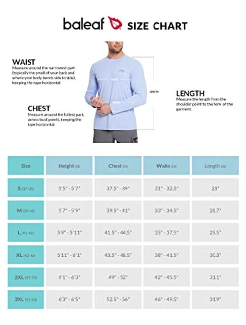 BALEAF Men's Sun Protection Shirts UV SPF Fishing Shirt UPF 50+ Long Sleeve Rash Guard Swimming Quick Dry
