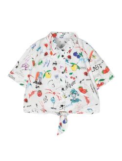 Kids graphic-print cropped blouse