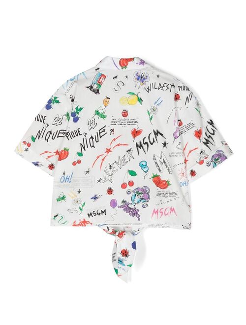 MSGM Kids graphic-print cropped blouse