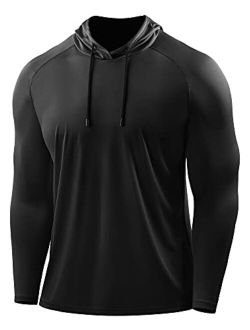 CADMUS Men's Workout Long Sleeve Fishing Shirts UPF 50+ Sun Protection Dry Fit Hoodies