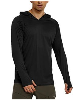 Safort Men's UPF 50+ Sun Protection Hoodie with Pocket Long Sleeve T-Shirt for Running, Fishing, Hiking