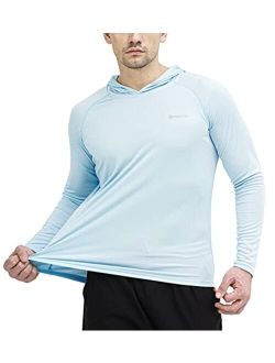 Ogeenier Men's UPF 50+ Sun Protection Hoodie Outdoor Long Sleeve T-Shirt for Running, Fishing, Hiking