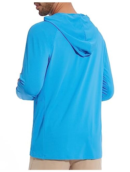 UUMIAER UPF 50+ Sun Protection Hoodie Shirt Long Sleeve Rash Guard for Men Lightweight Swim Thumbholes Shirt