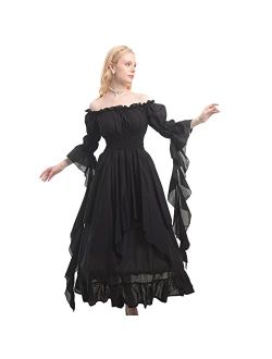 NSPSTT Victorian Dress Renaissance Costume Women Gothic Witch Dress Medieval Wedding Dress
