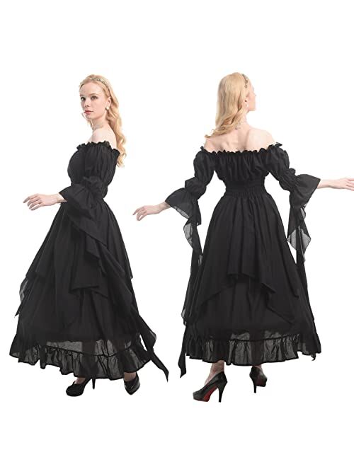 NSPSTT Victorian Dress Renaissance Costume Women Gothic Witch Dress Medieval Wedding Dress