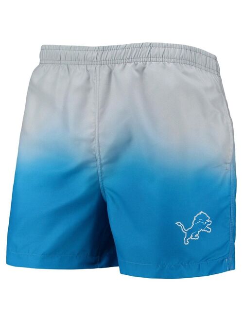 FOCO Men's Silver, Blue Detroit Lions Dip-Dye Swim Shorts