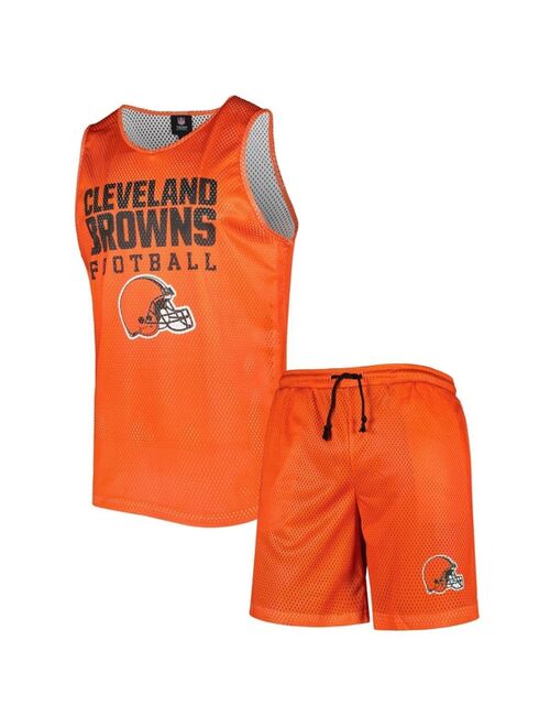 FOCO Men's Orange Cleveland Browns Colorblock Mesh Sleeveless Shirt and Shorts Set
