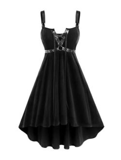 Rose Gal Rosegal Womens Plus Size Dresses Sleeveless Wrap V-Neck Gothic Vintage 50S Spaghtti Strap Swing Maxi Dress
