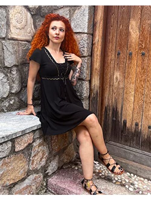 Dare to Wear Angel Corset Dress: Gothic Medieval Womens Renaissance Fair Viking Festival Cosplay Shift Frock