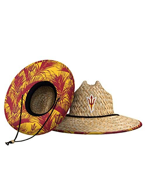 FOCO Men's NCAA College Team Logo Floral Lifeguard Beach Straw Sun Hat