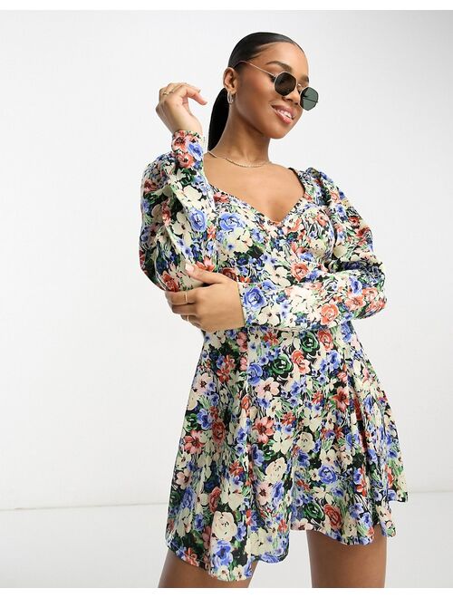 ASOS DESIGN cupped satin tea romper in floral print