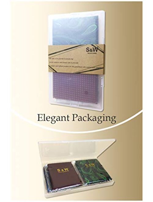 S&W Shlax&Wing SHLAX&WING 5 Pieces Assorted Mens Silk Pocket Square Handkerchiefs Set Lot