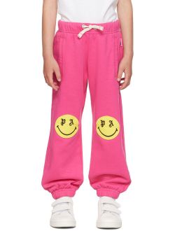 Kids Pink Embroidered Sweatpants