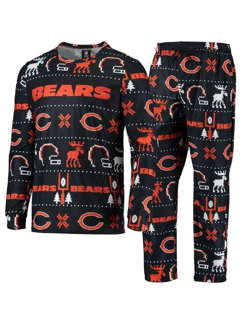 FOCO Men's Navy Chicago Bears Wordmark Ugly Pajama Set