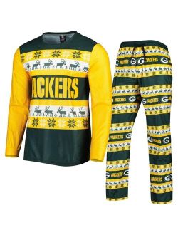 FOCO Men's Green Green Bay Packers Team Ugly Pajama Set