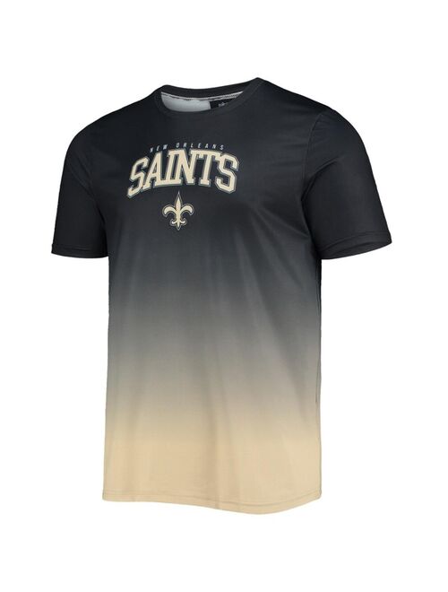 FOCO Men's Black, Gold New Orleans Saints Gradient Rash Guard Swim Shirt