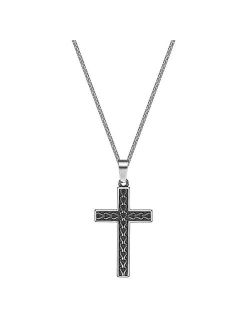 Antiqued Finish Stainless Steel Cross Pendant Necklace