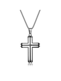 Black Ion-Plated Stainless Steel Cross Pendant