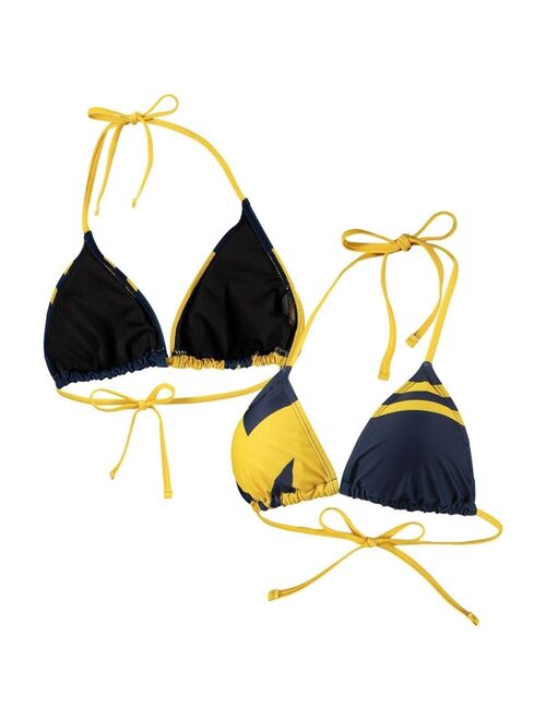 FOCO Women's Navy Michigan Wolverines Wordmark Bikini Top