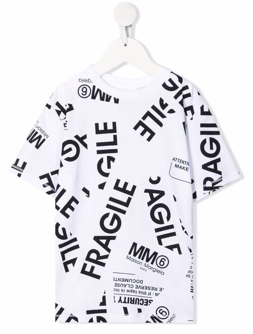 MM6 Maison Margiela Kids Fragile-print stretch-cotton T-shirt