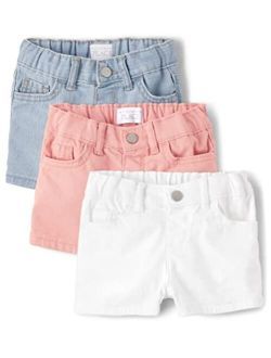 Toddler Girls Denim Shortie Shorts 3 Pack