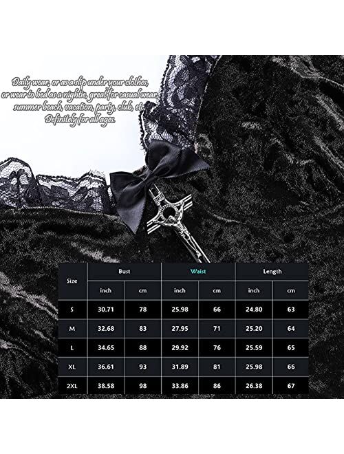 MAGICSHE Goth Dress for Women Gothic Dresses A-Line Velvet Dresses Lace Emo Dress Gothic Stretchy Sexy Slip Dress