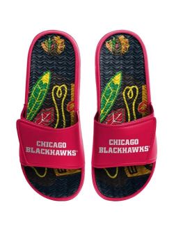 Men's FOCO Chicago Blackhawks Wordmark Gel Slide Sandals