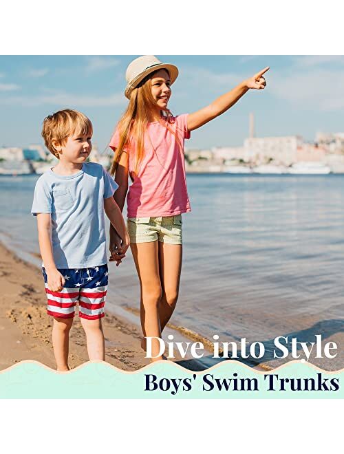 Kute 'n' Koo Boys Swim Trunks - Quick Dry, Comfortable, Adjustable Waistband, Stylish & Fun Patterns Boys Bathing Suits