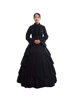 GRACEART Black Victorian Dress Renaissance Ball Gown Fancy Dress Costume (dress with hoop skirt)