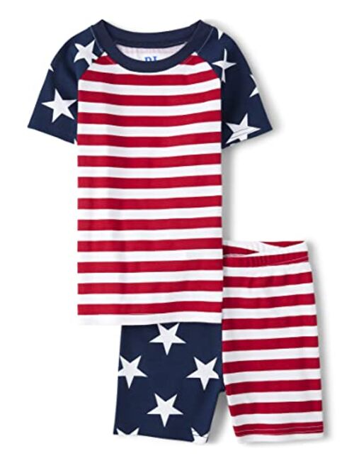 The Children's Place Boys' Family Matching, 4th of July American USA Pajamas Sets, Cotton