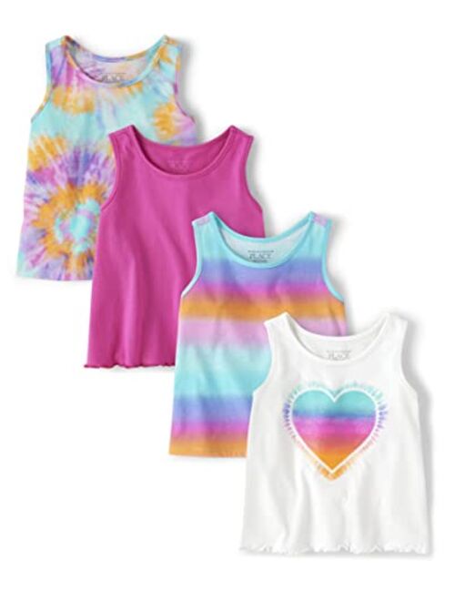 The Children's Place Toddler Girls Sleeveless Lettuce Edge Tank Tops 4 Pack