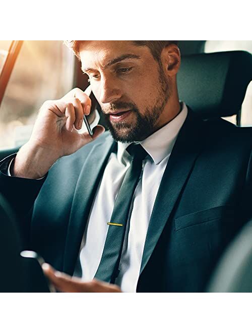 CASSIECA 6 Pcs Tie Clips for Men Classic Tie Bar Set for Regular Ties Necktie Wedding Business Clips with Gift Box