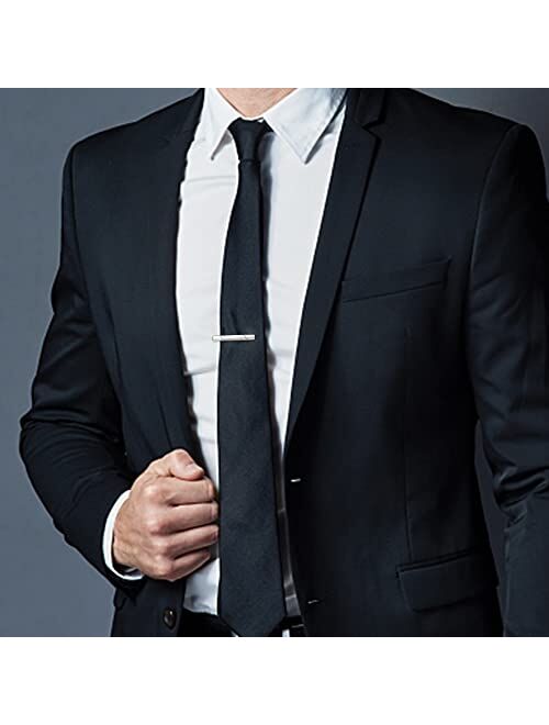 CASSIECA 6 Pcs Tie Clips for Men Classic Tie Bar Set for Regular Ties Necktie Wedding Business Clips with Gift Box