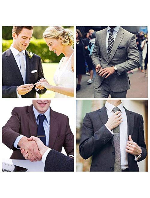 MOZETO Tie Clip 4-pcs Silver Tie Bar Set for Regular Ties Business Style Tie Clips for Men