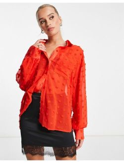 oversized shirt in textured red