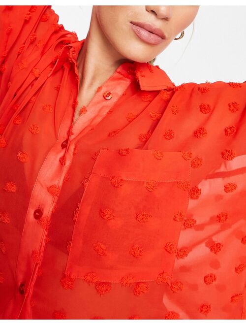 ASOS DESIGN oversized shirt in textured red