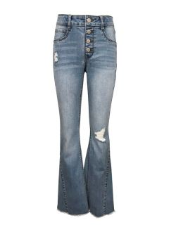 IMPERIAL STAR Big Girls Destructed Pull On Flare Leg Jeans