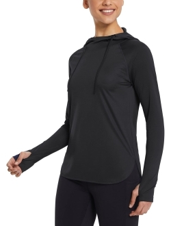 Women's Sun Protection Hoodie Shirt UPF 50  Long Sleeve UV SPF T-Shirts Rash Guard Hiking Running Quick Dry