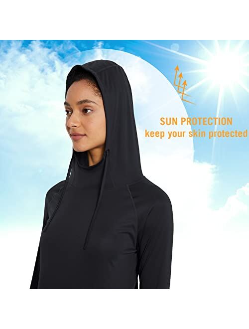BALEAF Women's Sun Protection Hoodie Shirt UPF 50+ Long Sleeve UV SPF T-Shirts Rash Guard Hiking Running Quick Dry