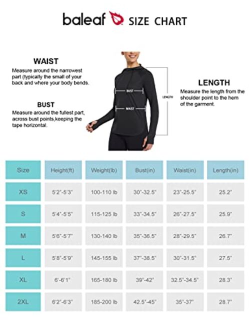BALEAF Women's Sun Protection Hoodie Shirt UPF 50+ Long Sleeve UV SPF T-Shirts Rash Guard Hiking Running Quick Dry