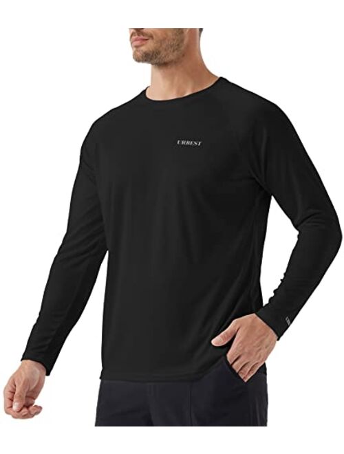 Urbest Men's Long Sleeve Shirts UPF 50+ SPF Sun Protection Shirts for Fishing Hiking Rash Guard Swim