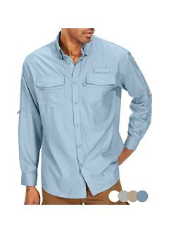 Asfixiado Mens Long Sleeve Fishing Shirts UV Protection UPF 50 + Outdoor Quick Dry Lightweight Cooling Hiking Shirt