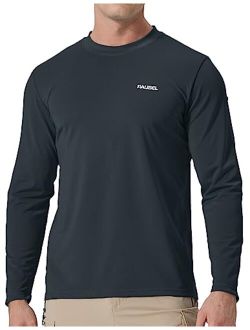 Pausel Men's Light Weight Long Sleeve Swim Shirts Quick Dry Rash Guard UPF 50+ Sun Protection Fishing Hiking Beach MTB Shirt