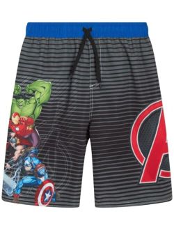 Avengers Boys Swim Trunks Spider-Man, Captain America Swimsuit UPF 50  Quick Dry Bathing Suit for Boys (2T-12)
