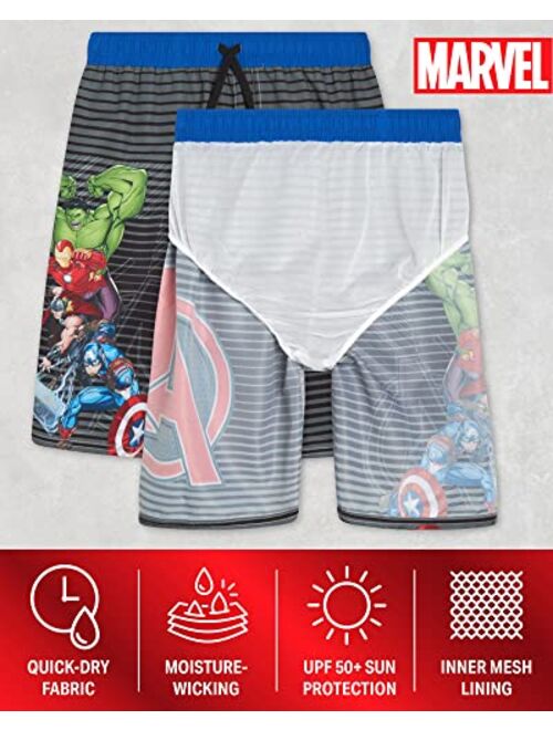 Marvel Avengers Boys Swim Trunks Spider-Man, Captain America Swimsuit UPF 50+ Quick Dry Bathing Suit for Boys (2T-12)