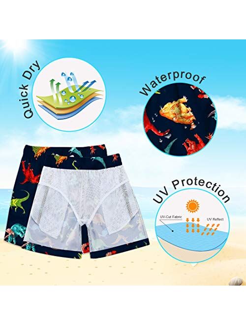 Lovekider Boys Swim Trunks Quick Dry Kids Board Shorts for Beach Drawstring Funny Swimsuit with Mesh Lining 3-12T